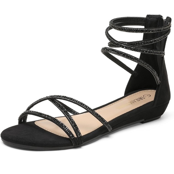 Dream pairs Elegant Black Strappy Sandals 9 Dressy - Picture 1 of 4